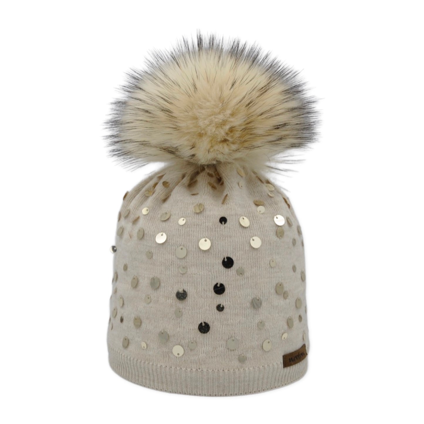 8355 - Mütze aus Merino Wolle mit Bommel