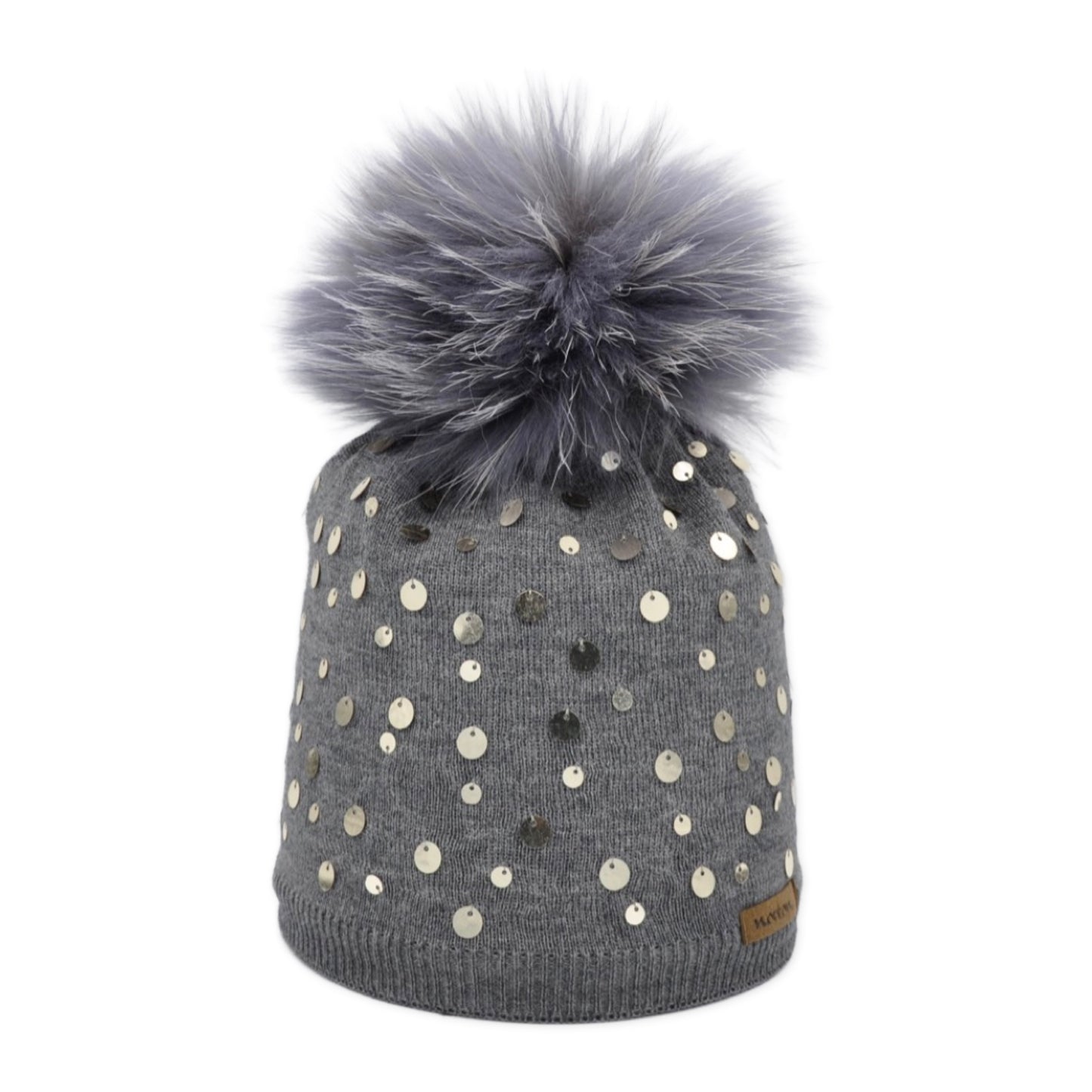 8355 - Mütze aus Merino Wolle mit Bommel
