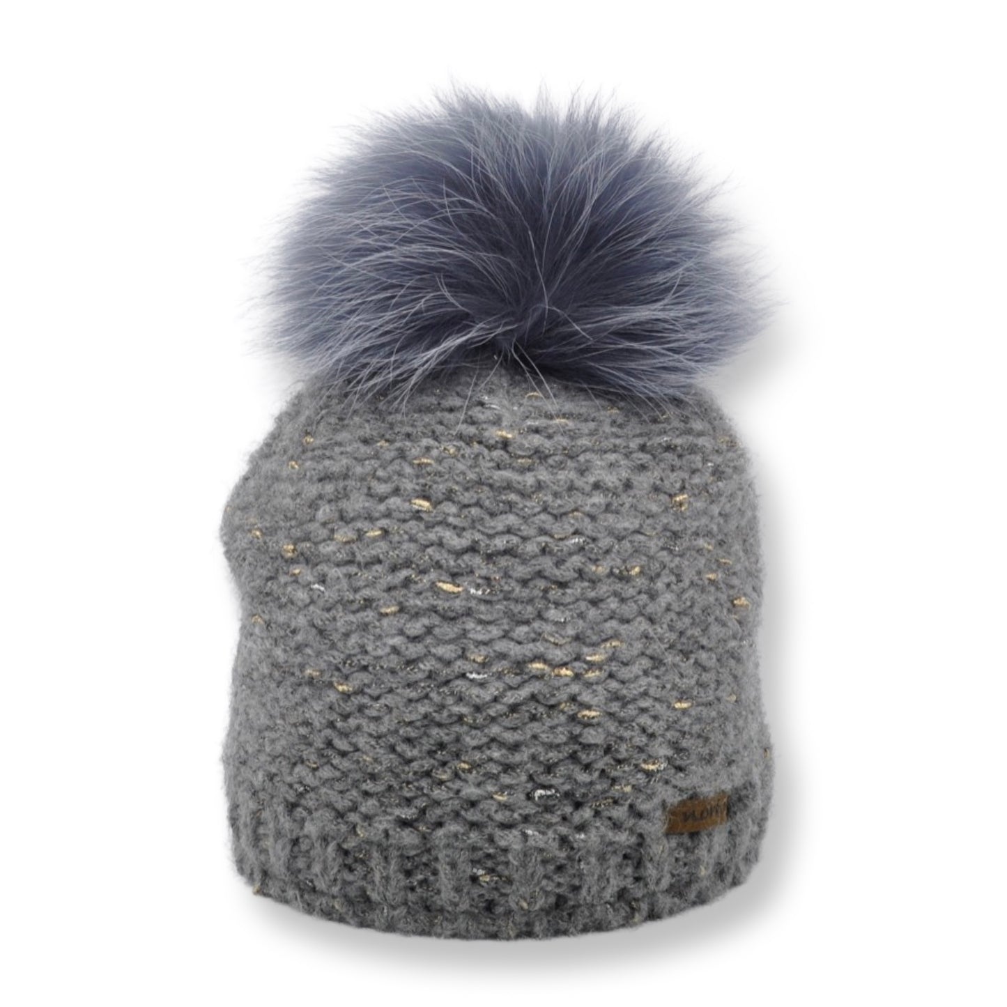 8743 - Mütze in Mohair mit Lurex und Bommel