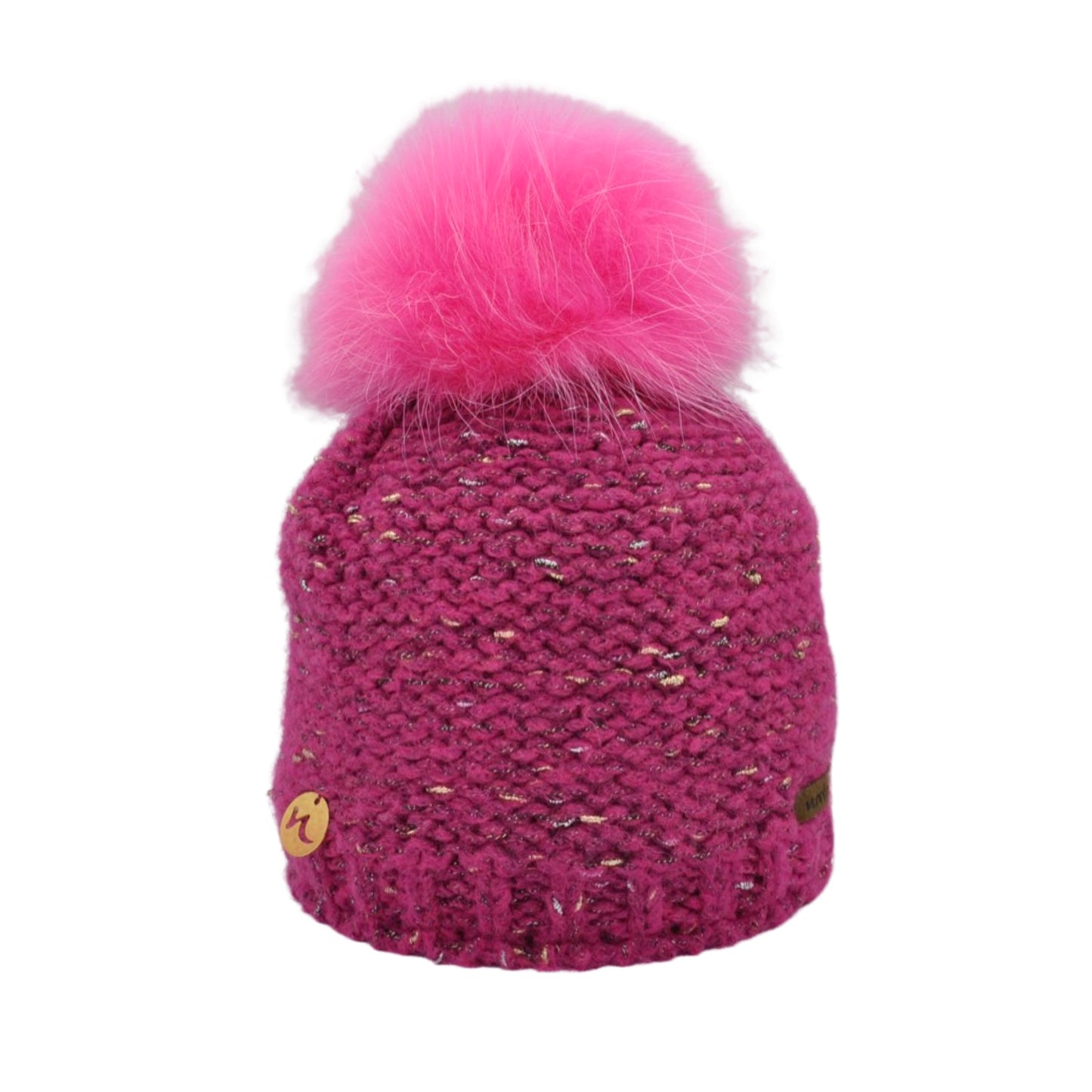 8743 - Mütze in Mohair mit Lurex und Bommel