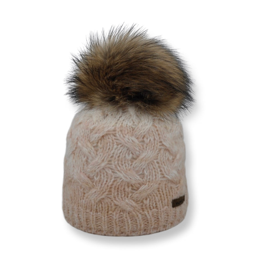 Kindermütze aus Mohair-Wolle mit Bommel