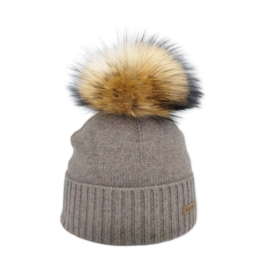 Women's Cashmere Blend Beanie with Bobble