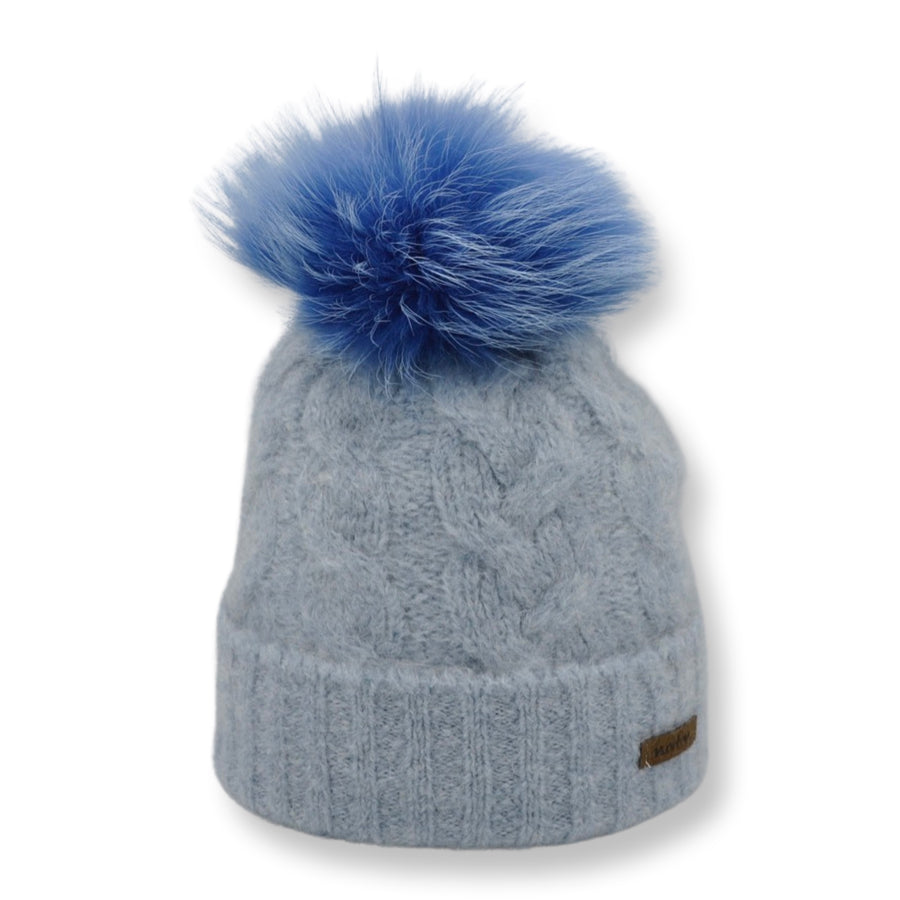 Berretto in lana mohair e alpaca con pompon
