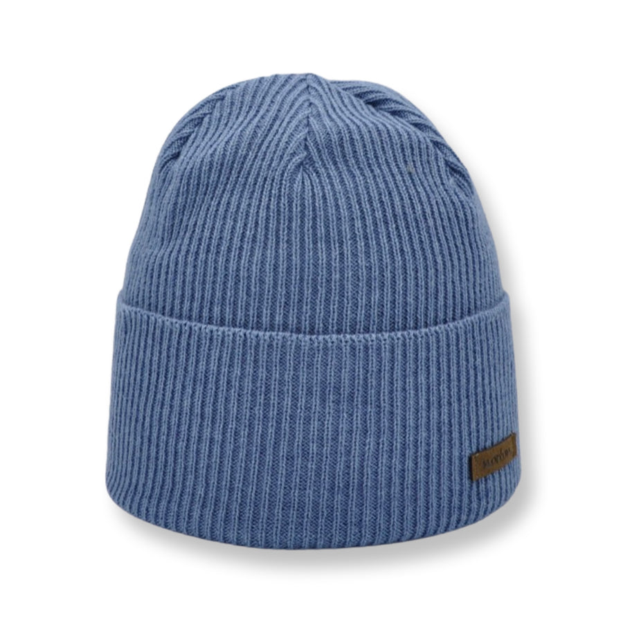Men's Merino Blend Beanie in Denim Blue