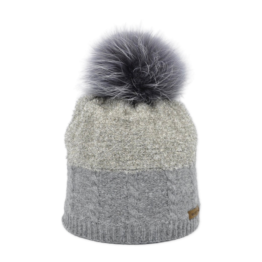 Mohair-Merino-Mütze mit Lurex und Bommel