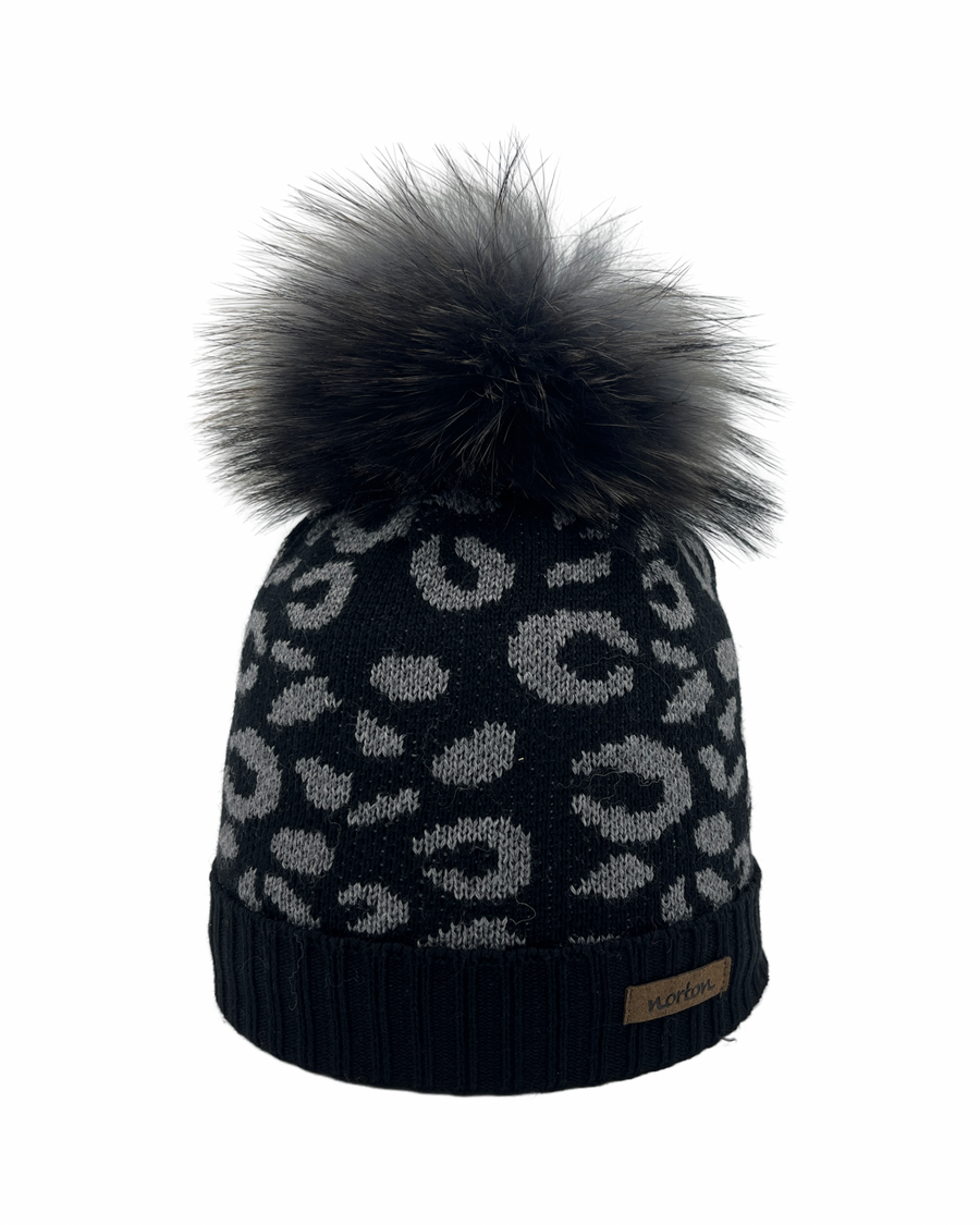 Kids' Merino Blend Beanie with Leo Jacquard and Bobble