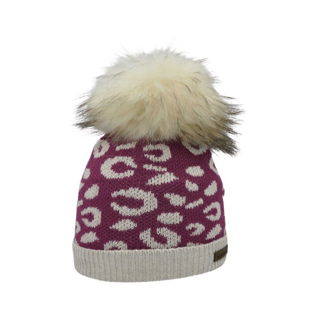 8622JR - beanie for kids with jacquard Leo and bobble