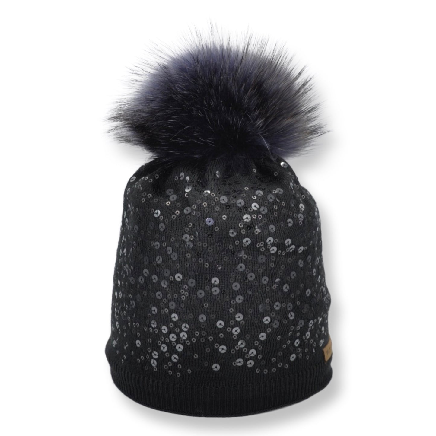 8708 - Mütze aus Merino Wolle mit Bommel 