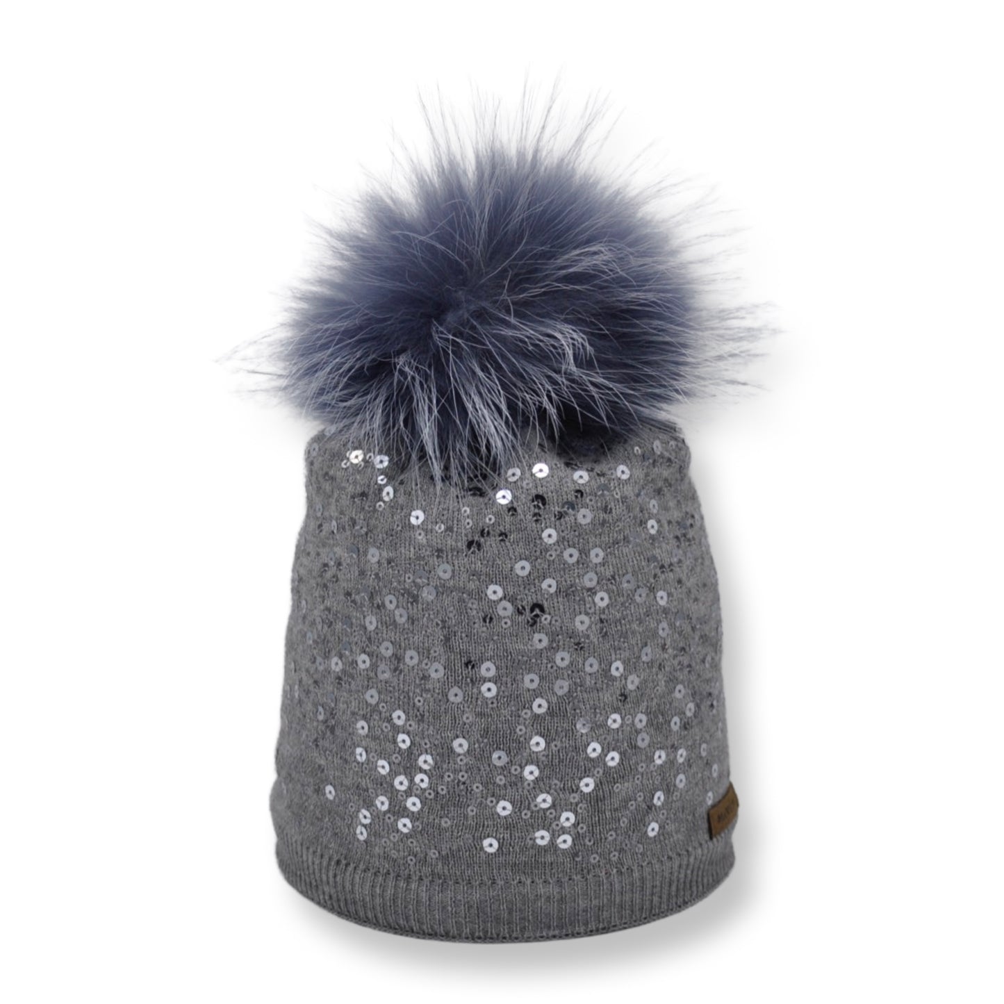 8708 - Mütze aus Merino Wolle mit Bommel 