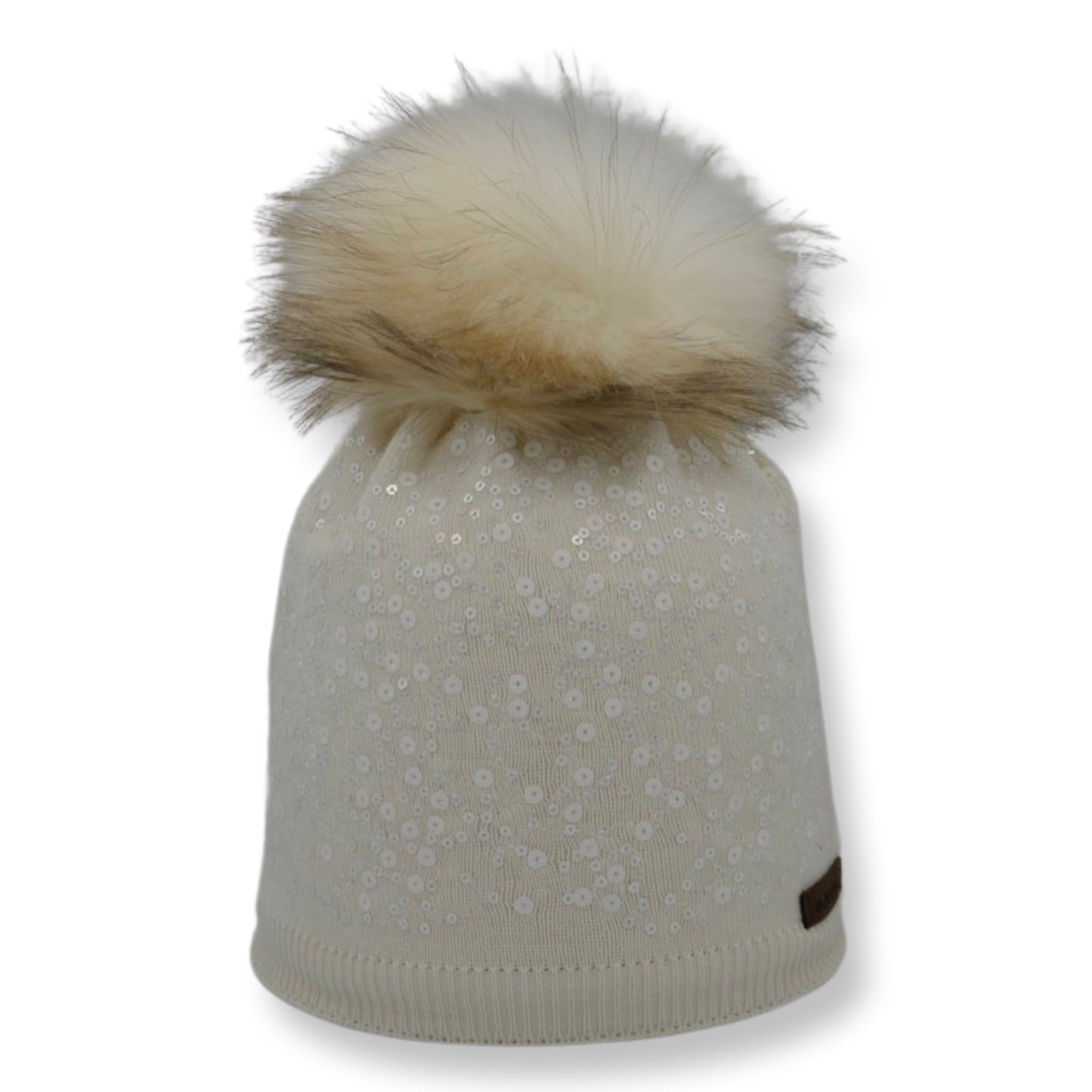 8708 - Mütze aus Merino Wolle mit Bommel 