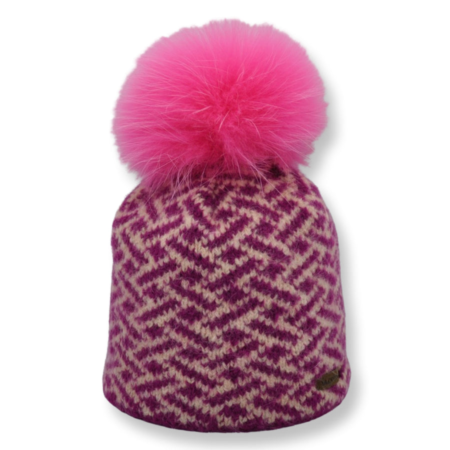 Mohair-Damenmütze mit Bommel