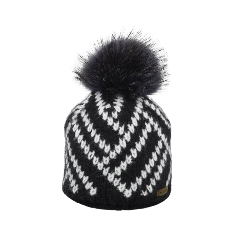 Mütze aus Mohair-Wolle mit Bommel