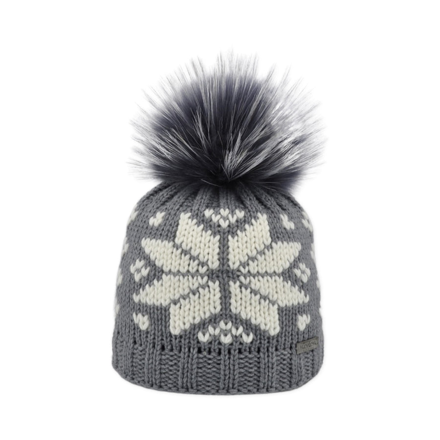 Merino-Mütze mit Jacquard und Bommel