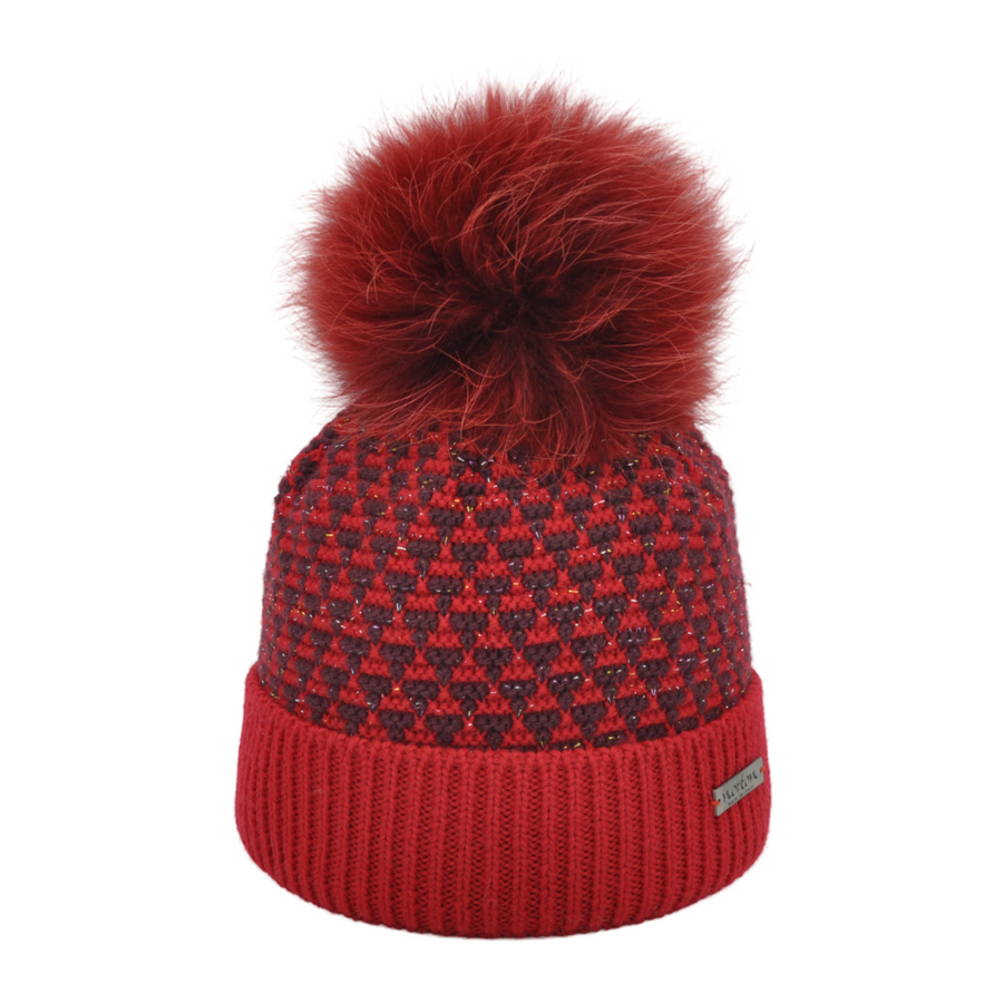 Zweifarbige Merino-Mütze mit Lurex