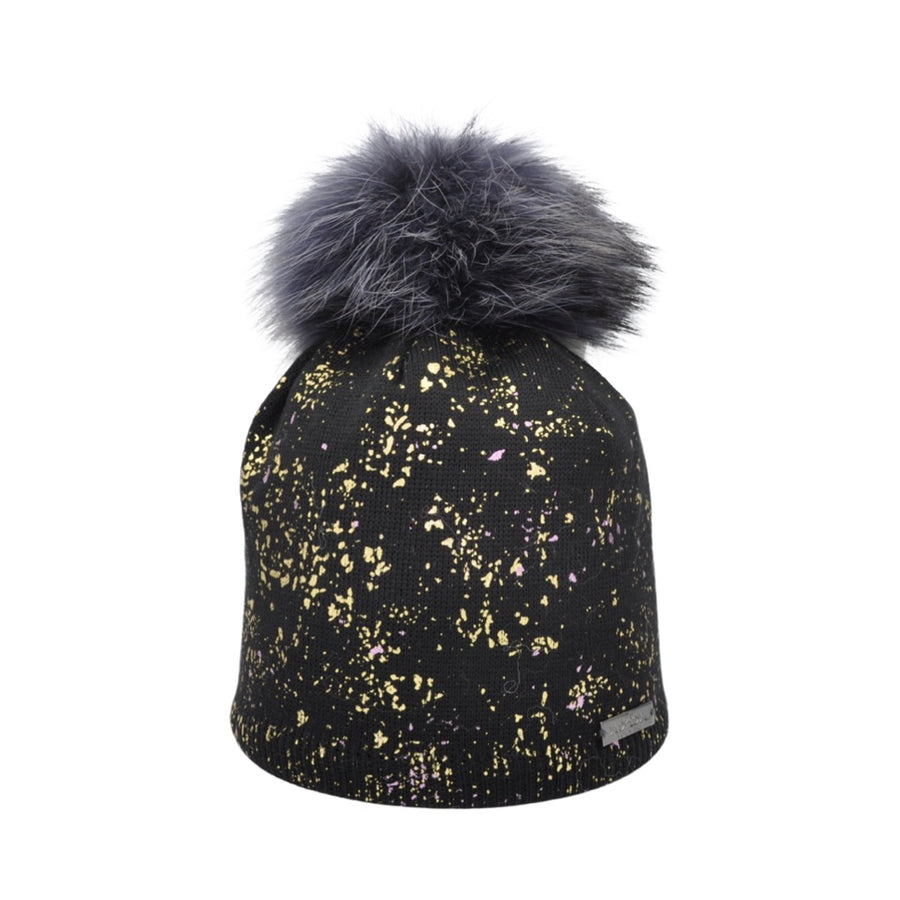 Merino-Mütze mit laminiertem Aufdruck in Gold