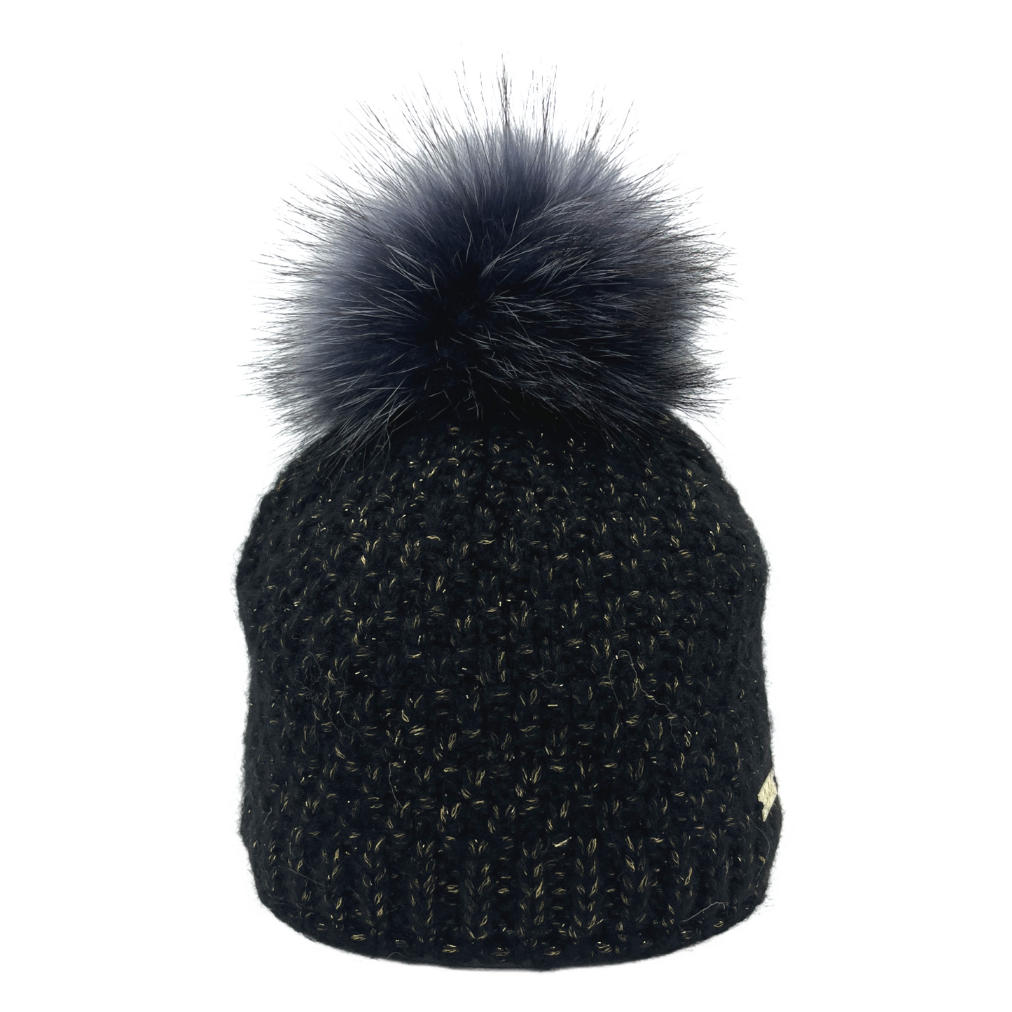 8822 - Mütze in Glitzer Wolle mit Bommel