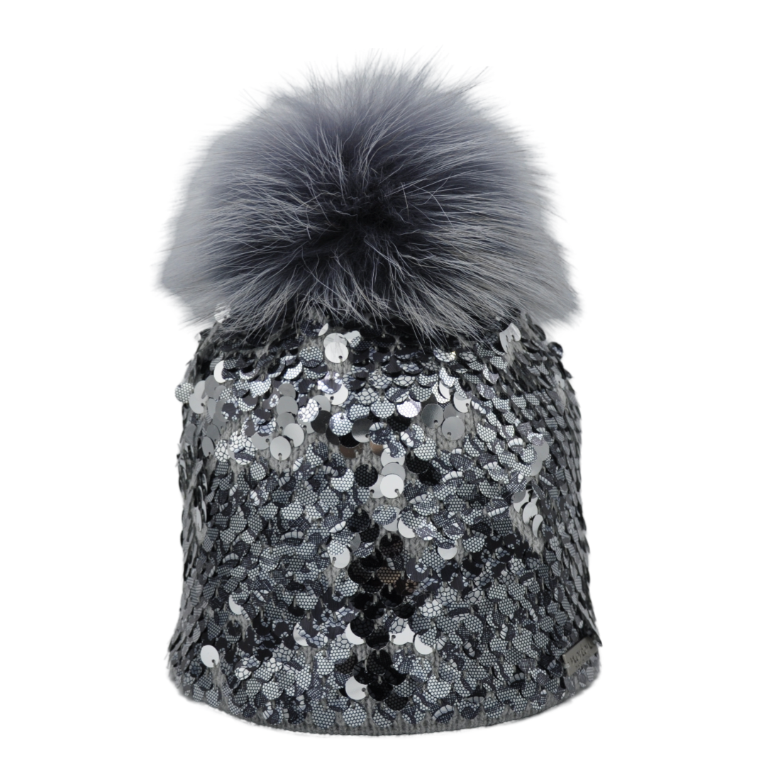 8860 - Mütze aus Merino Wolle mit Bommel 