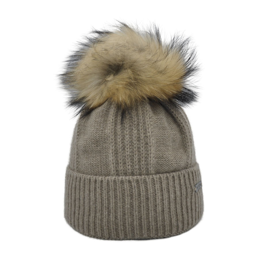 Berretto in cashmere con pompon
