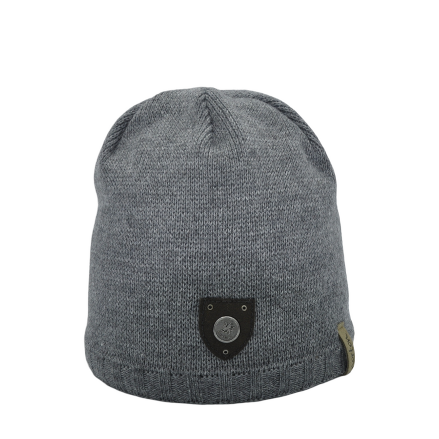 Merino Wool Beanie with Leather Patch