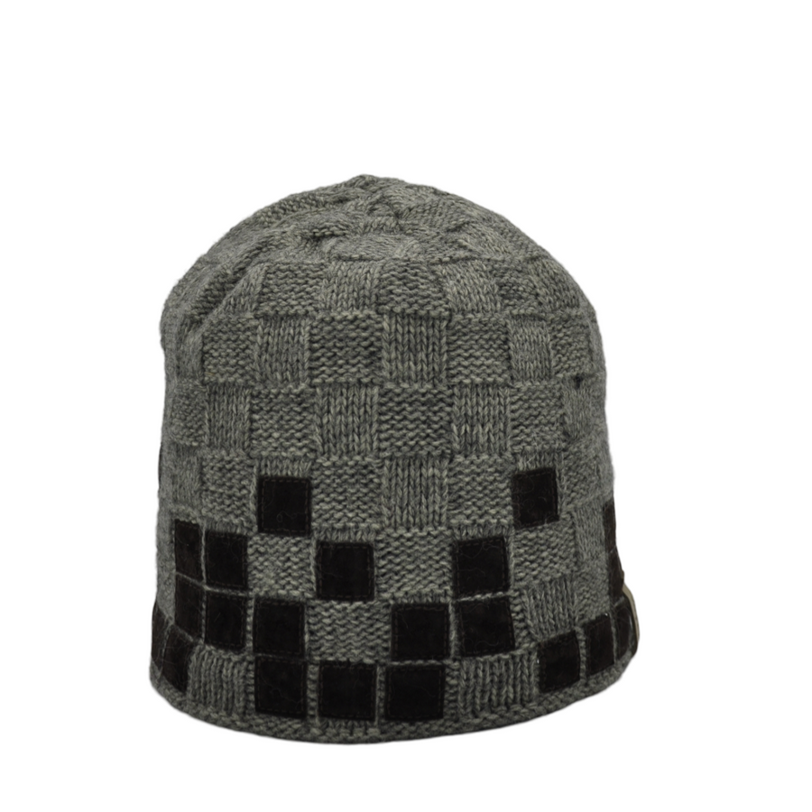 Merino Wool Beanie with Leather Detail