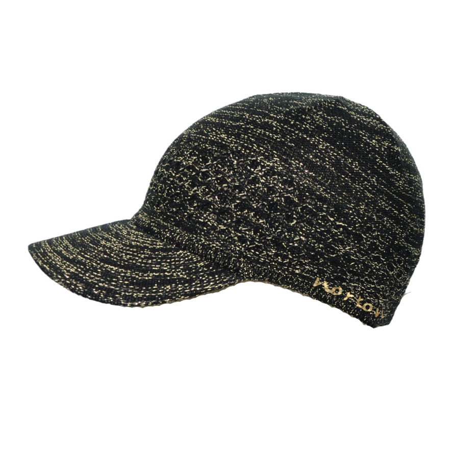 Cappellino da baseball in cotone con lurex da donna