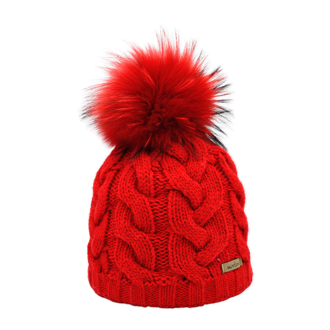 7616 - beanie in merino wool with bobble