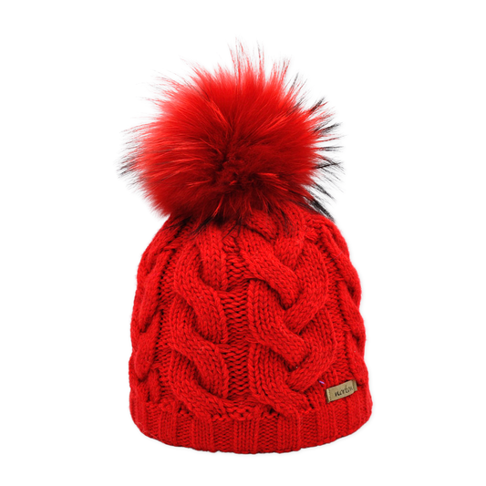 7616 - beanie in merino wool with bobble