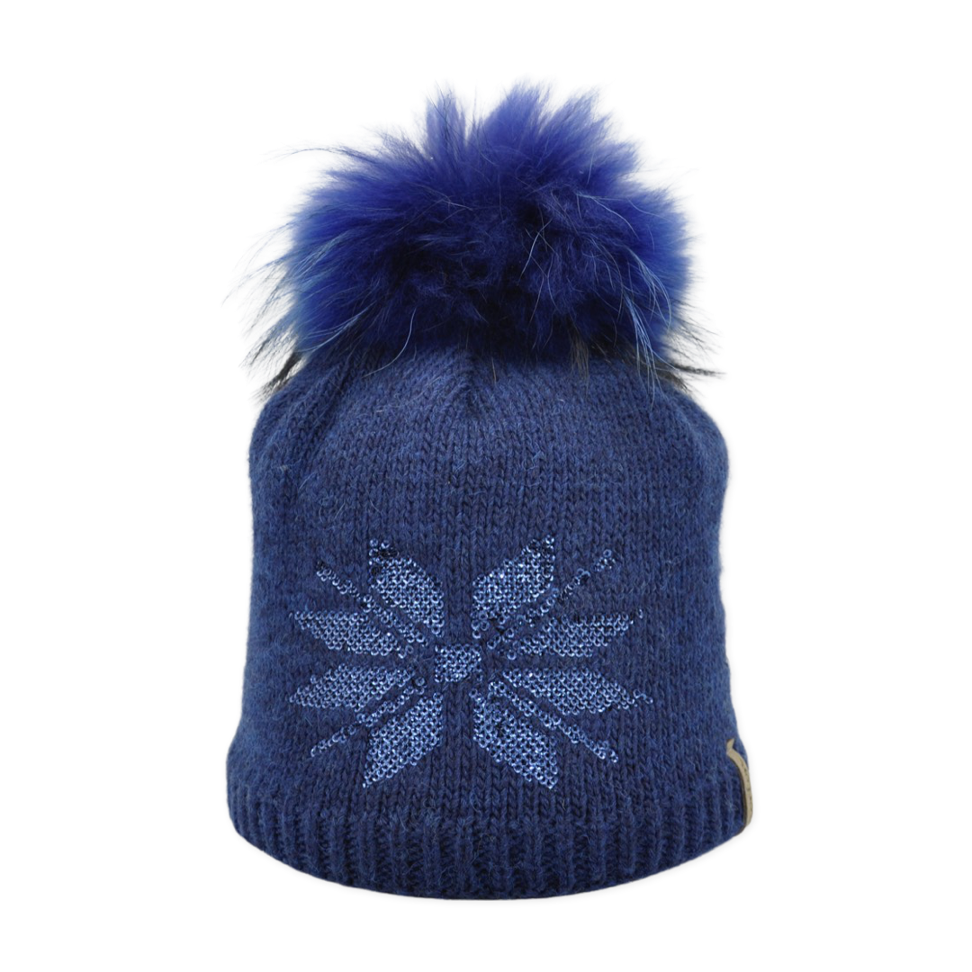 7714 - beanie in merino wool with bobble