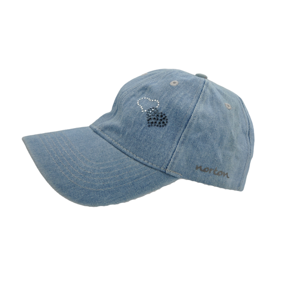Berretto con visiera in cotone, blu jeans o verde
