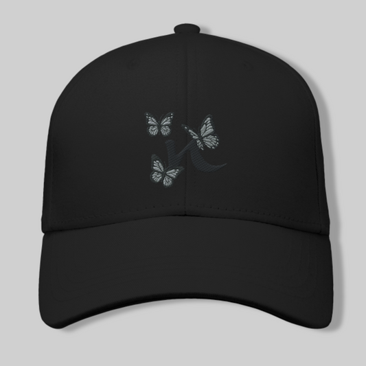 Damen Baumwollcap – Schmetterlings-Stickerei