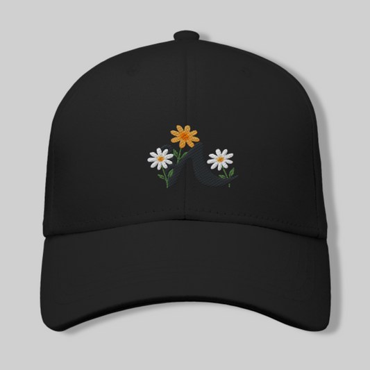 Damen Baumwollcap – Blumen-Stickerei