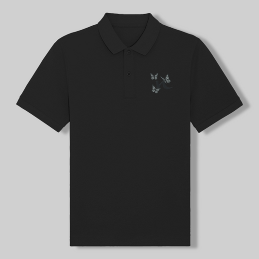 Damen Poloshirt – Schmetterlings-Stickerei 