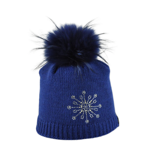 Kids' Merino Wool Beanie with Strass and Bobble