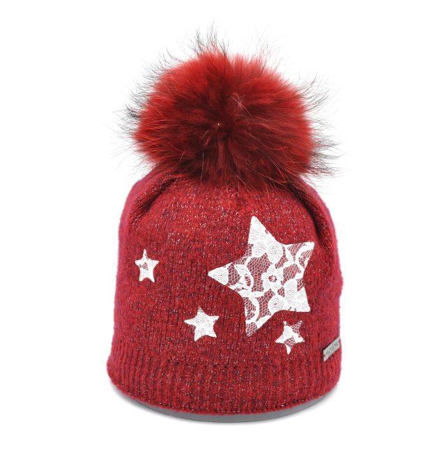 Kids' Mohair and Merino Blend Beanie with Star Lace