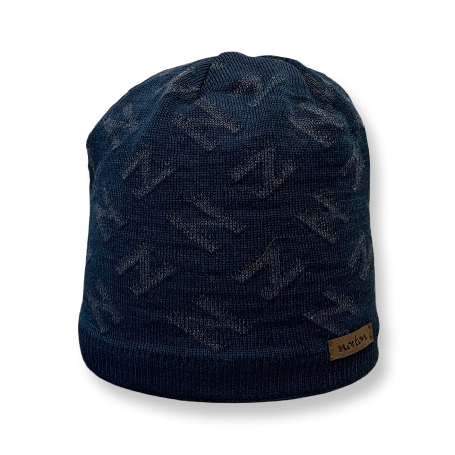 Merino Wool Beanie with Jacquard Pattern